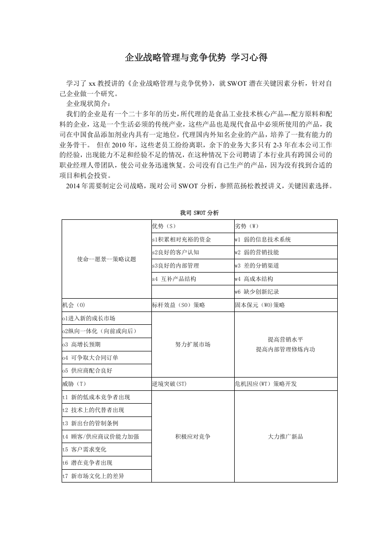    企业战略管理与竞争优势学习心得-第1页-缩略图