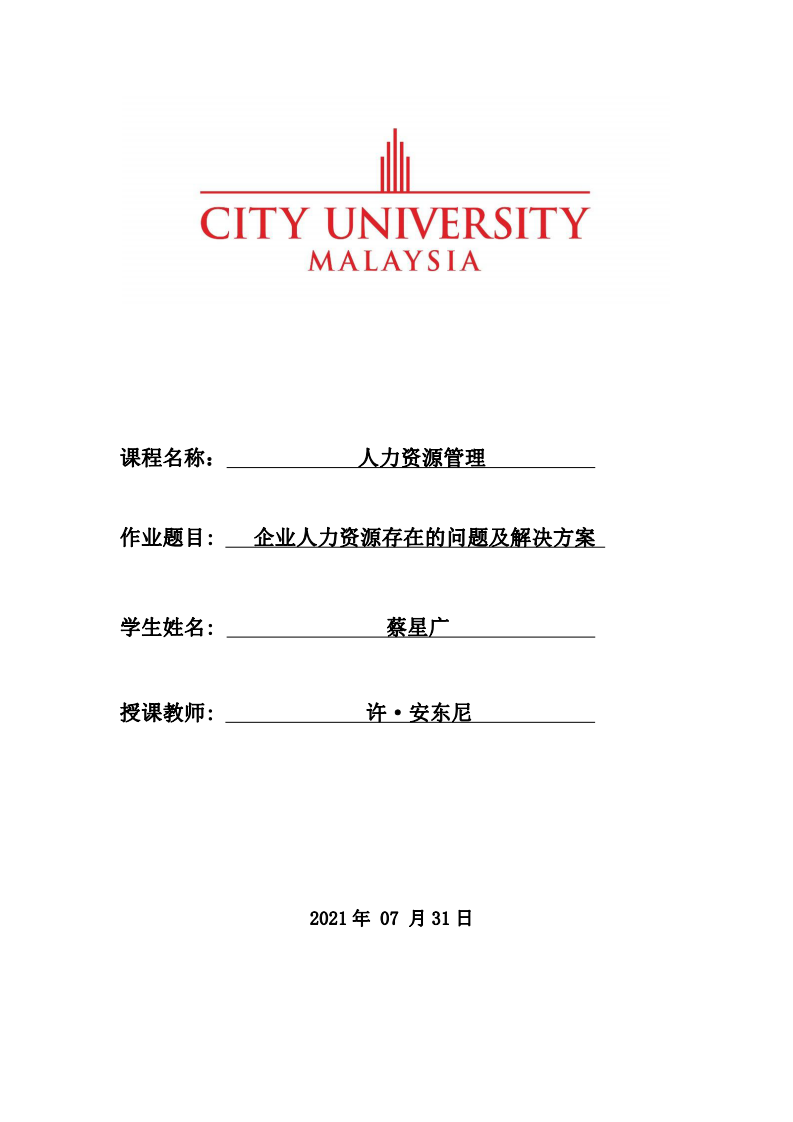 企業(yè)人力資源存在的問題及解決方案-第1頁-縮略圖