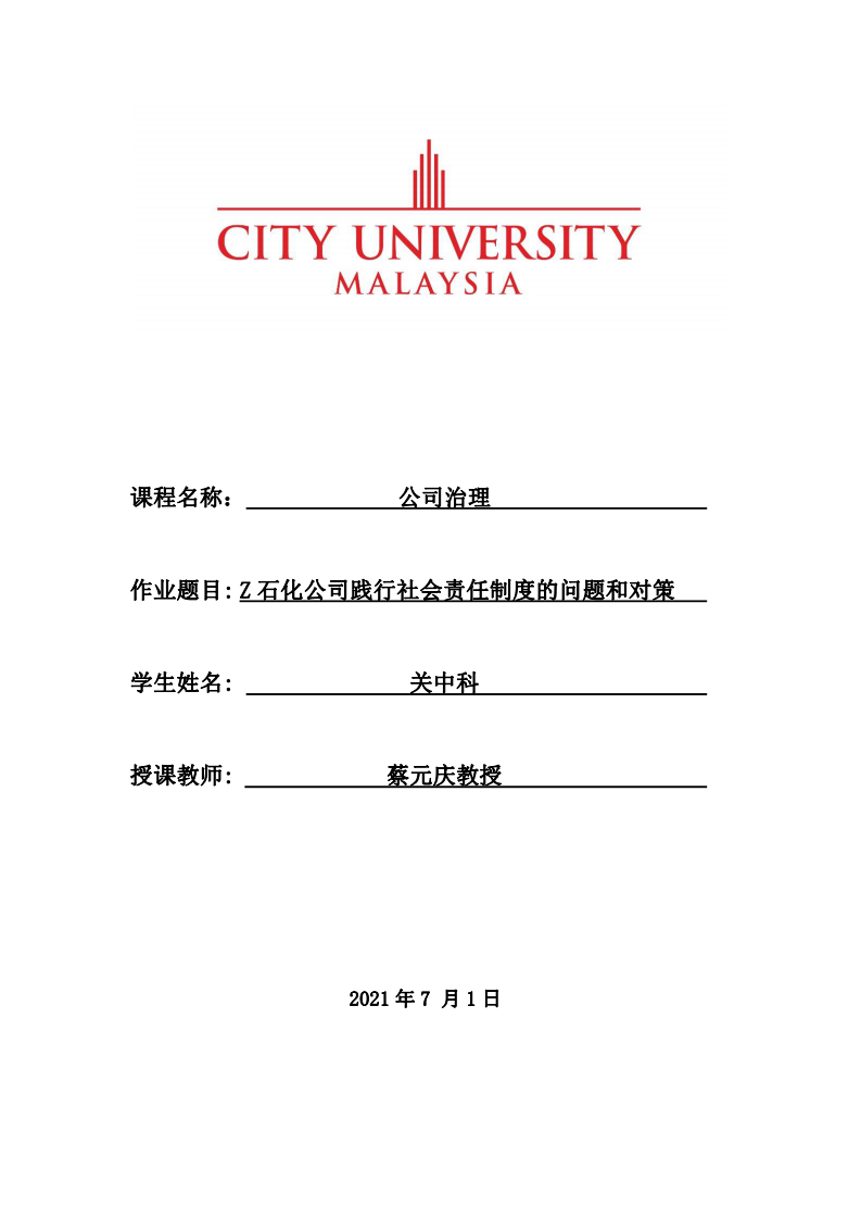 Z石化公司践行社会责任制度的问题和对策-第1页-缩略图