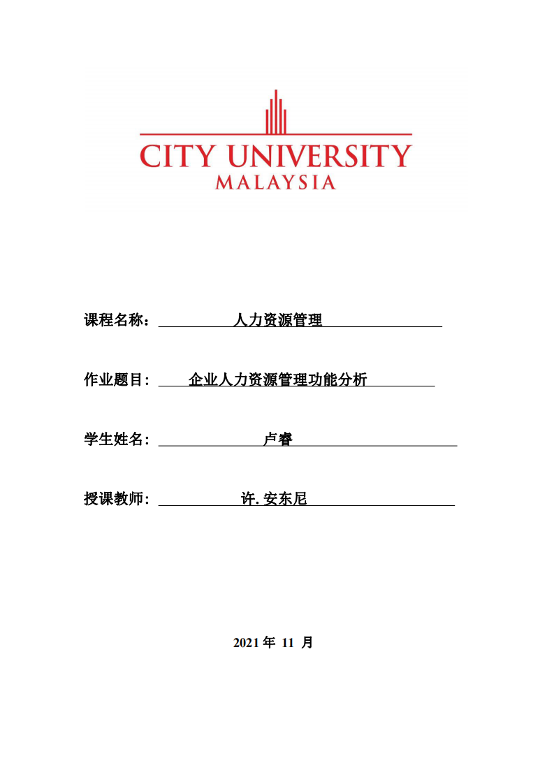 企業(yè)人力資源管理功能分析-第1頁(yè)-縮略圖