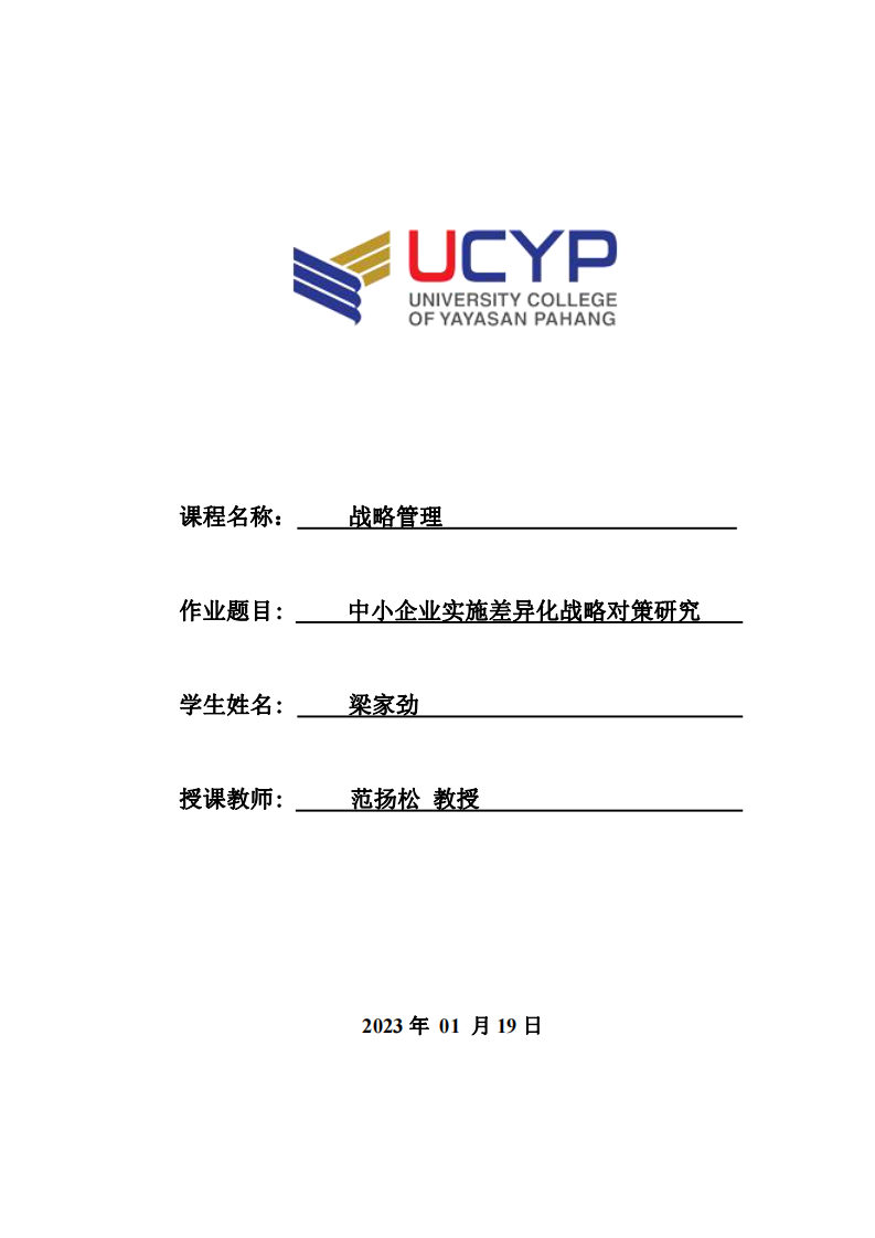 中小企業(yè)實施差異化戰(zhàn)略對策研究-第1頁-縮略圖