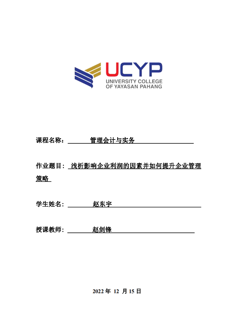 淺析影響企業(yè)利潤(rùn)的因素并如何提升企業(yè)管理策略-第1頁(yè)-縮略圖