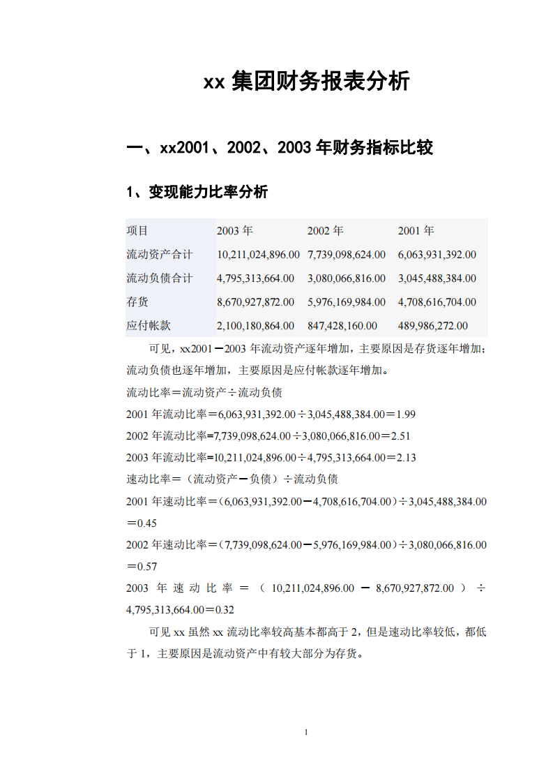 xx集团财务报表分析-第2页-缩略图