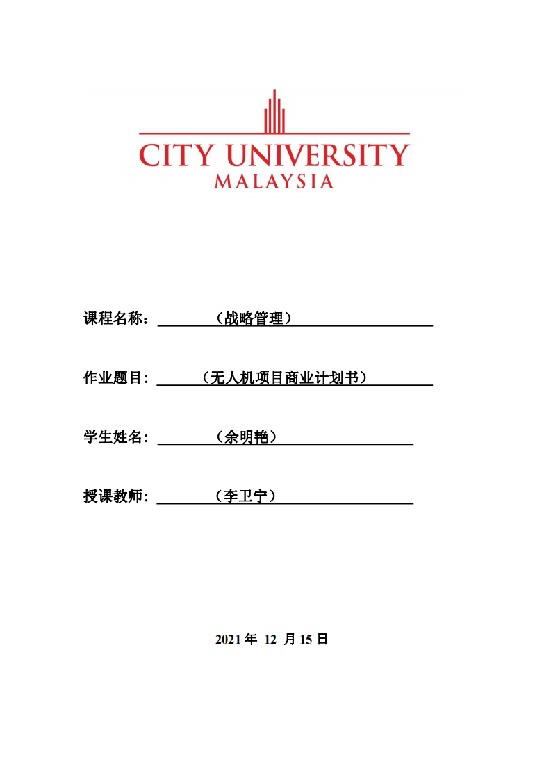 （無人機(jī)項目商業(yè)計劃書）-第1頁-縮略圖