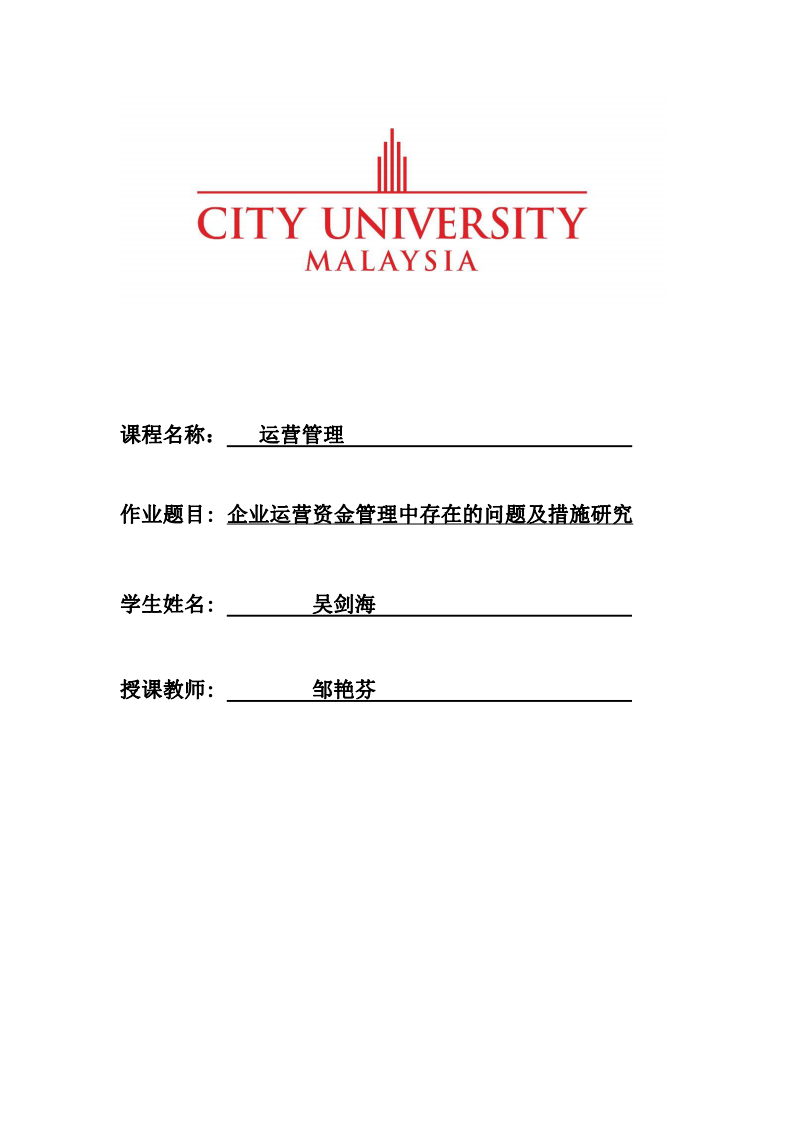 企業(yè)運(yùn)營資金管理中存在的問題及措施研究-第1頁-縮略圖