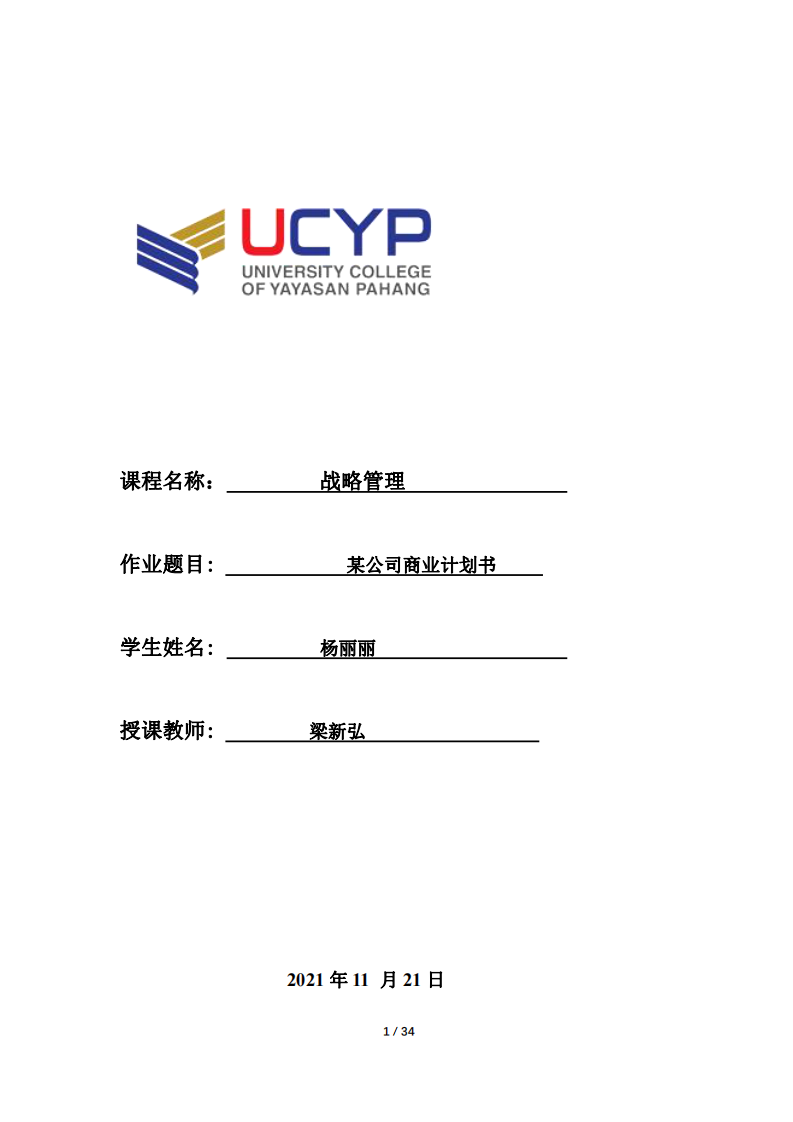 某公司商業(yè)計劃書-第1頁-縮略圖