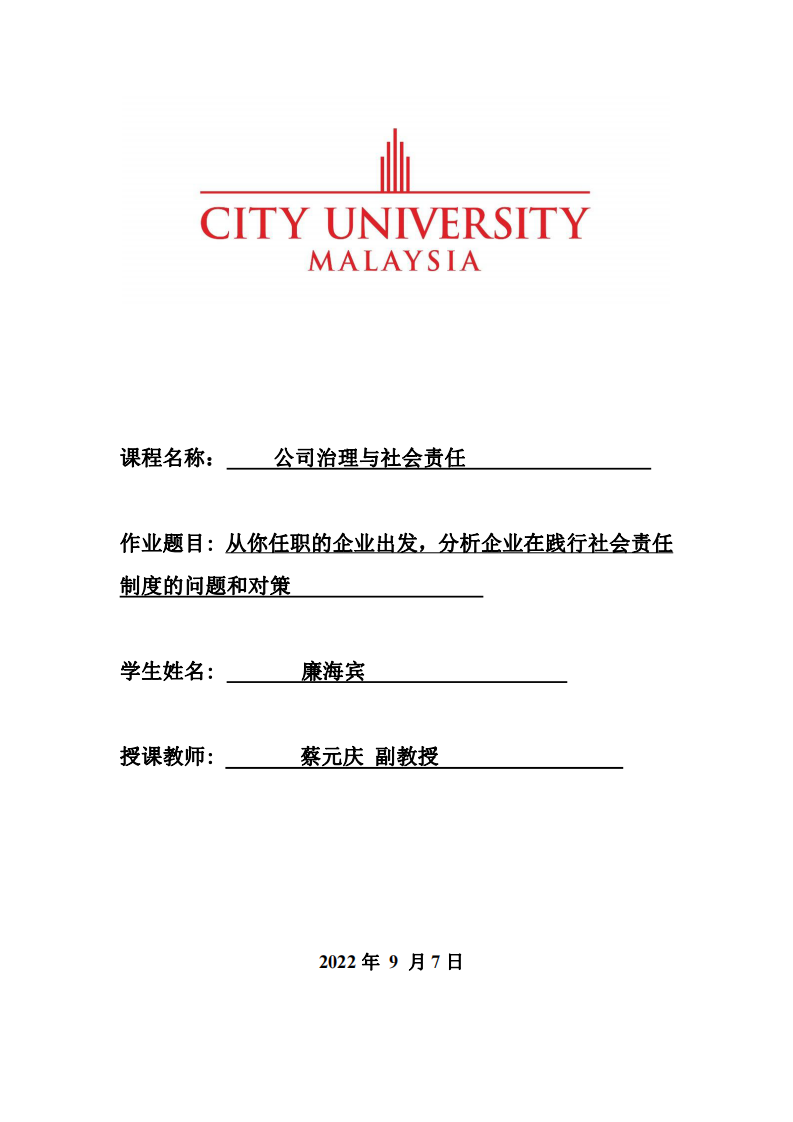 从你任职的企业出发，分析企业在践行社会责任 制度的问题和对策-第1页-缩略图