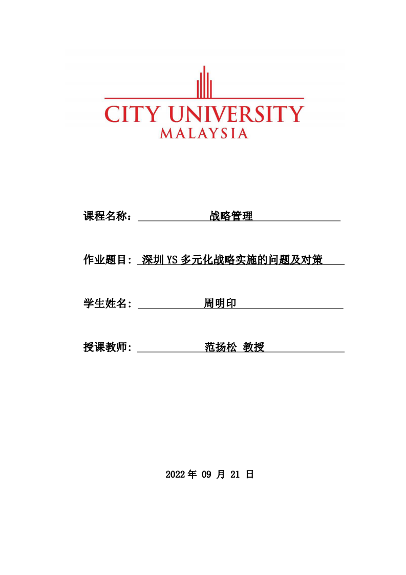 深圳 YS 多元化战略实施的问题及对-第1页-缩略图