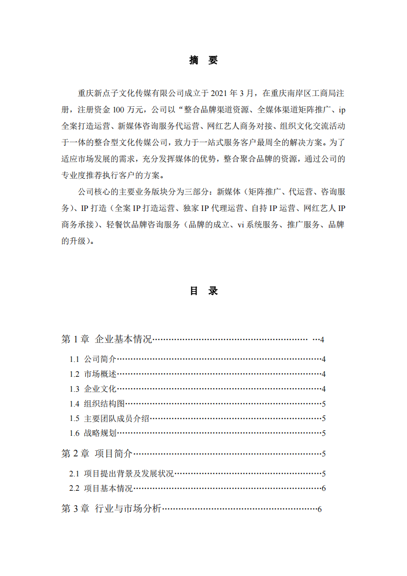 新點子文化傳媒有限公司商業(yè)計劃書-第2頁-縮略圖