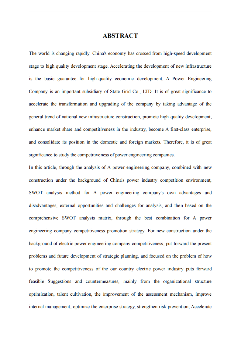 新基建背景下 A 電力工程公司競爭力提升策略 研究-第2頁-縮略圖