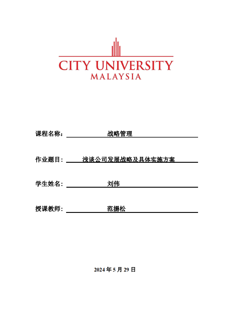 浅谈公司发展战略及具体实施方案-第1页-缩略图