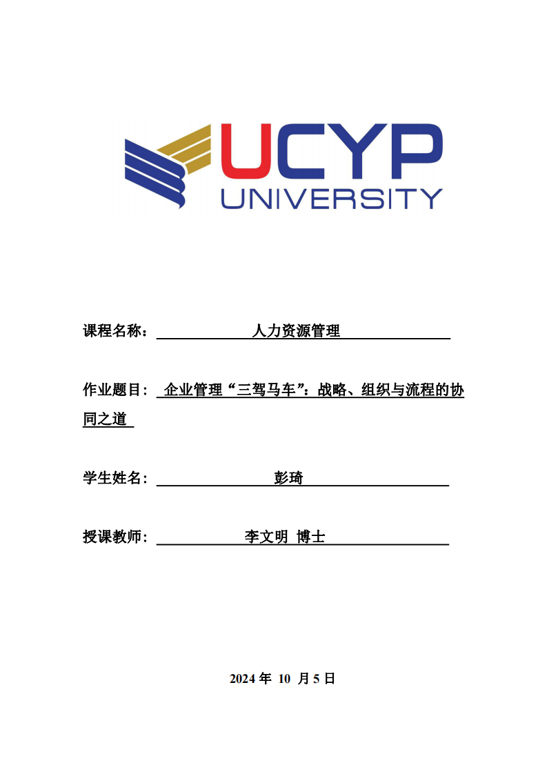 企業(yè)管理“三駕馬車”：戰(zhàn)略、組織與流程的協(xié)同之道 -第1頁-縮略圖