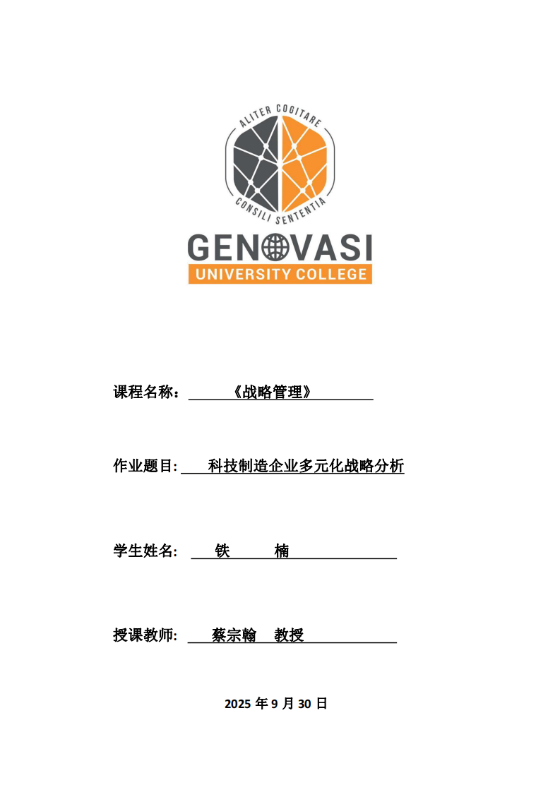 科技制造企業(yè)多元化戰(zhàn)略分析-第1頁-縮略圖