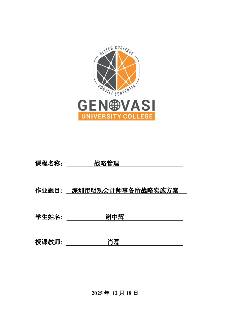 深圳市明观会计师事务所战略实施方案-第1页-缩略图