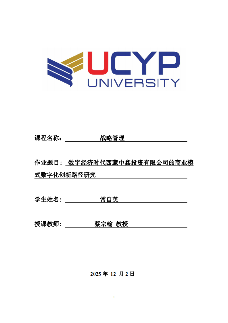 数字经济时代西藏中鑫投资有限公司的商业模式数字化创新路径研究-第1页-缩略图