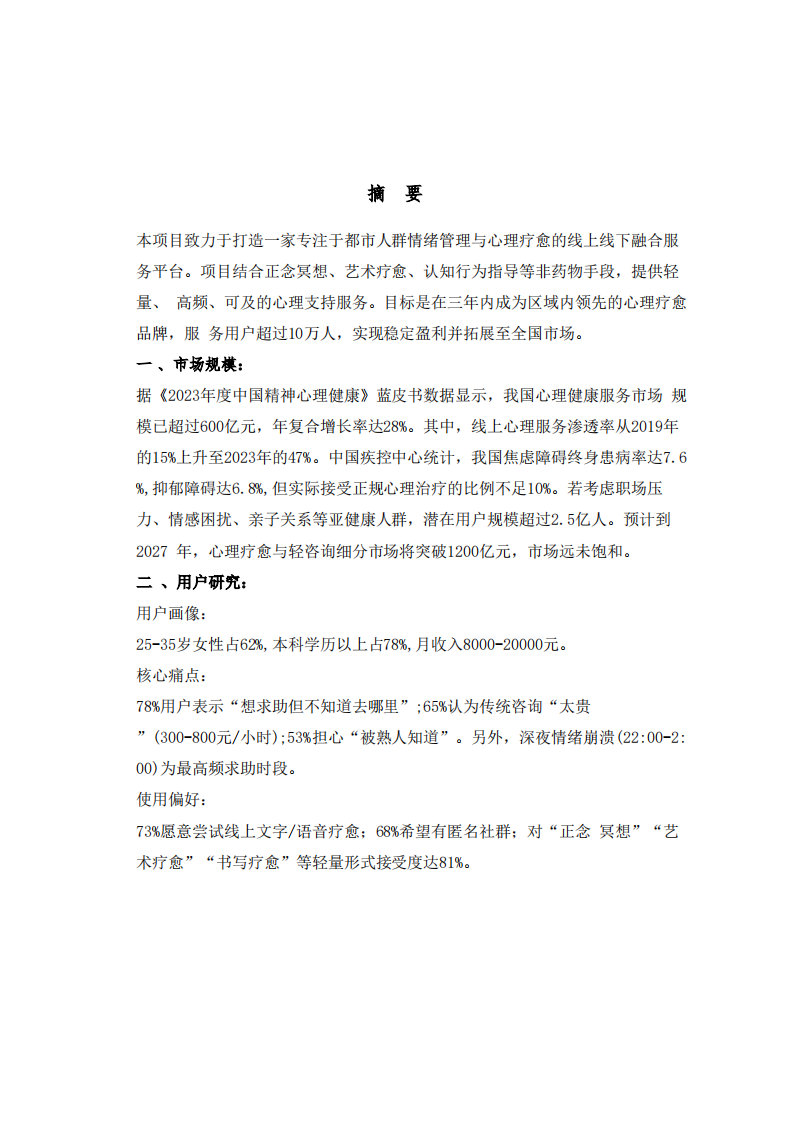疗愈行业商业计划书-第2页-缩略图