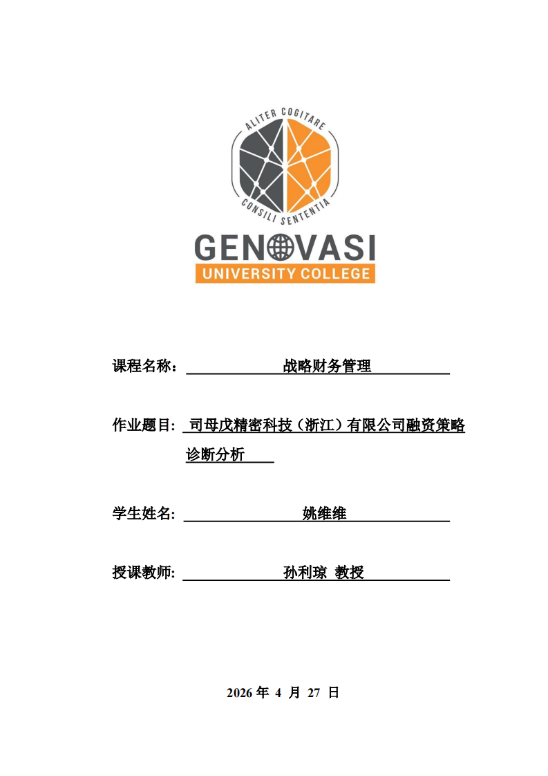 司母戊精密科技（浙江）有限公司融资策略诊断分析  -第1页-缩略图