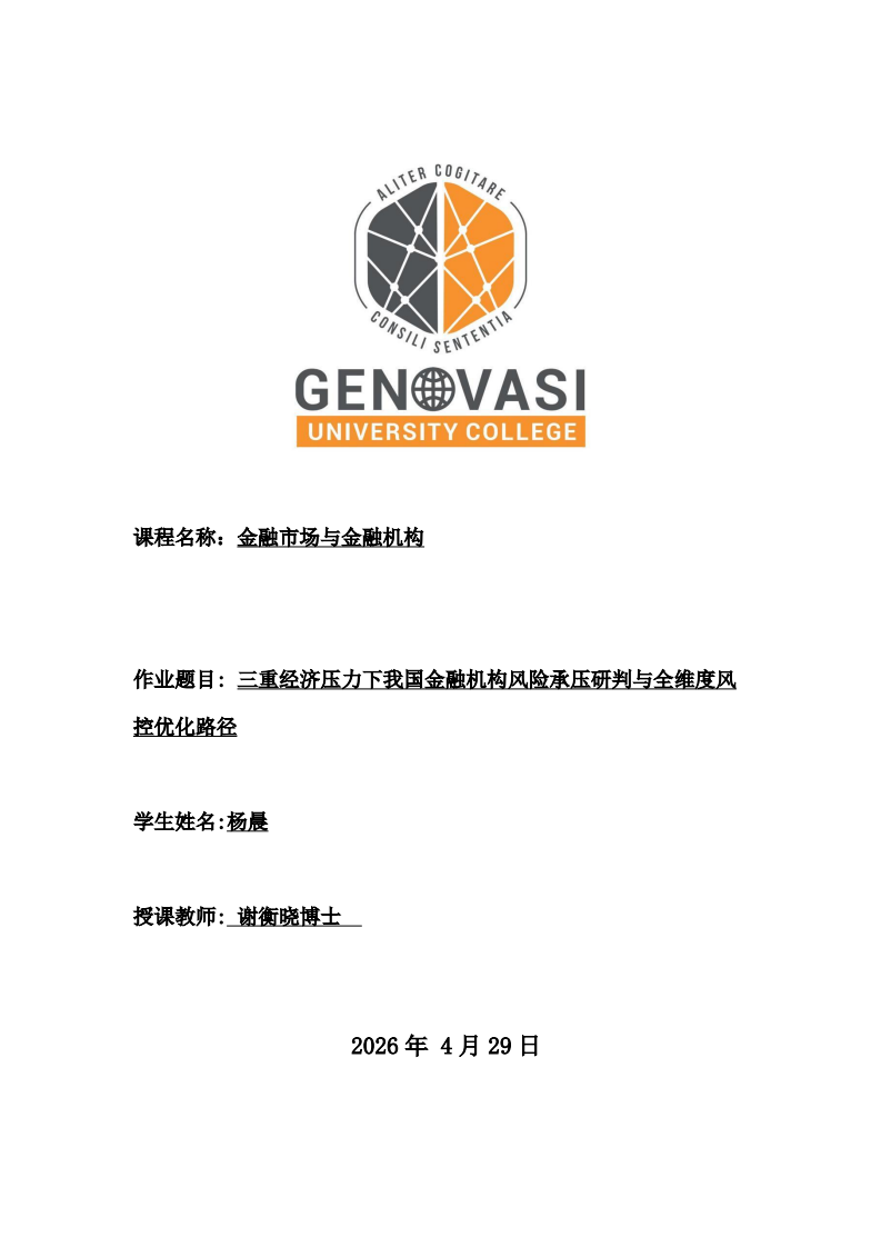 三重经济压力下我国金融机构风险承压研判与全维度风控优化路径-第1页-缩略图