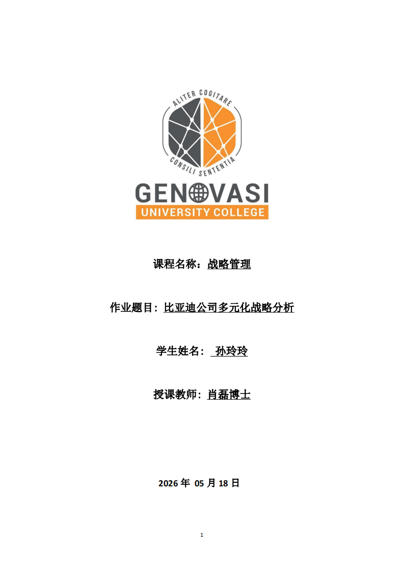 比亚迪公司多元化战略分析-第1页-缩略图