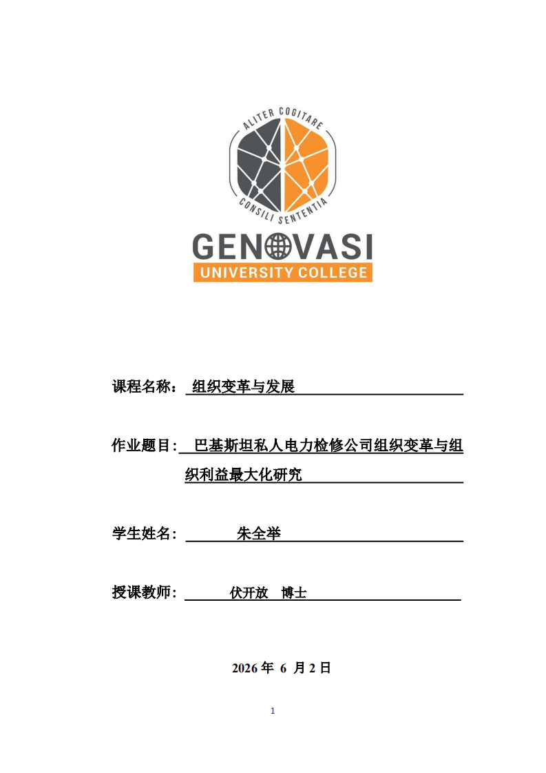 巴基斯坦私人电力检修有限公司组织变革与组织利益最大化研究-第1页-缩略图