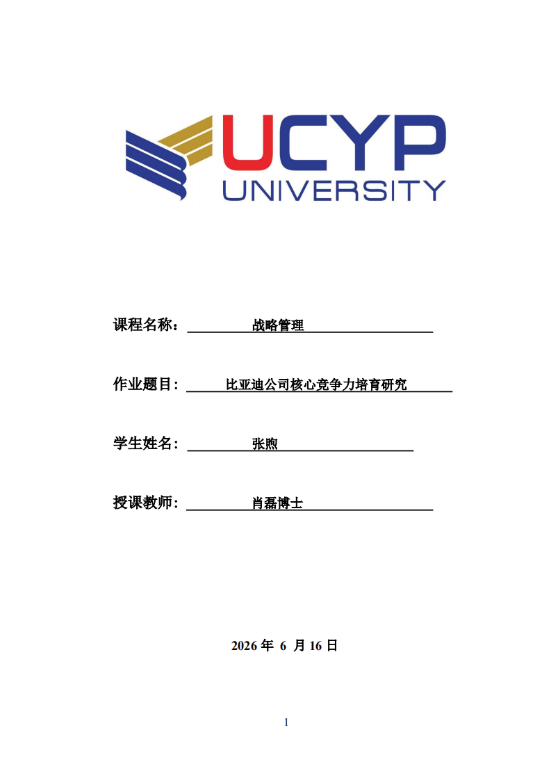  比亚迪公司核心竞争力培育研究-第1页-缩略图